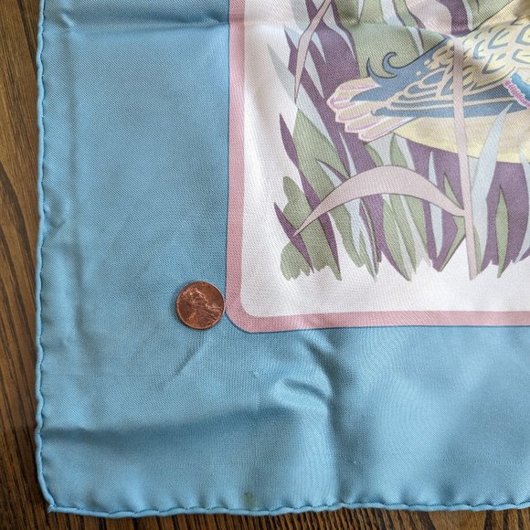 Vintage Hermes Cols Verts Blue Pastel 90 cm Silk Scarf Rare - Picture 12 of 16